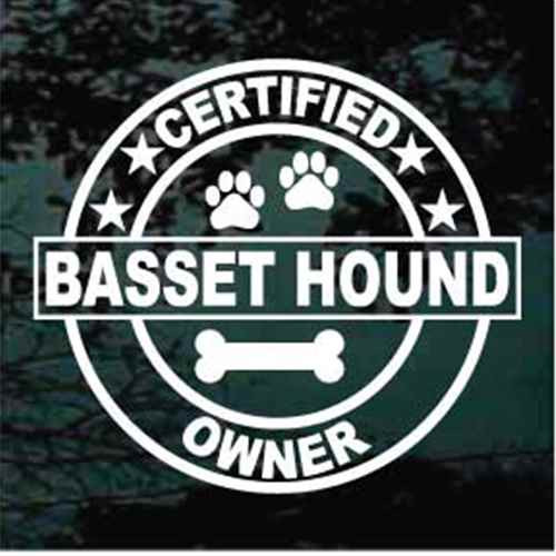 Certified Basset Hound Owner car window decals stickers