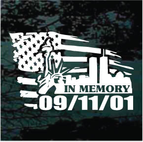 In Memory of 911 American Flag car window decals stickers