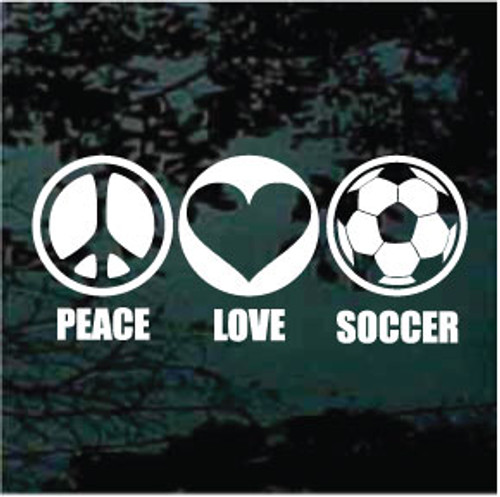 Peace Love Soccer car window decals stickers