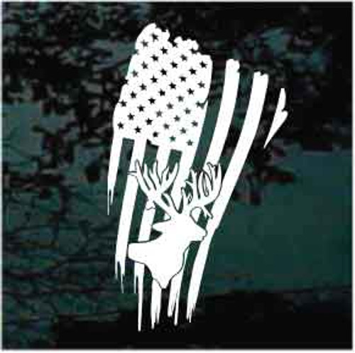 American Flag Deer Head car window decals stickers