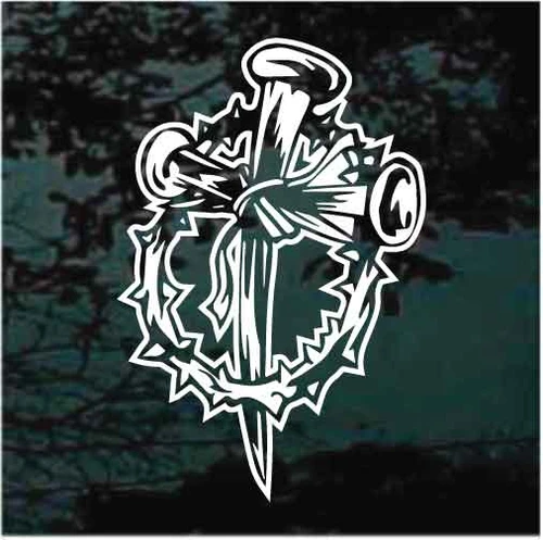 3 Nails Cross Crown Of Thorns Christian decals stickers