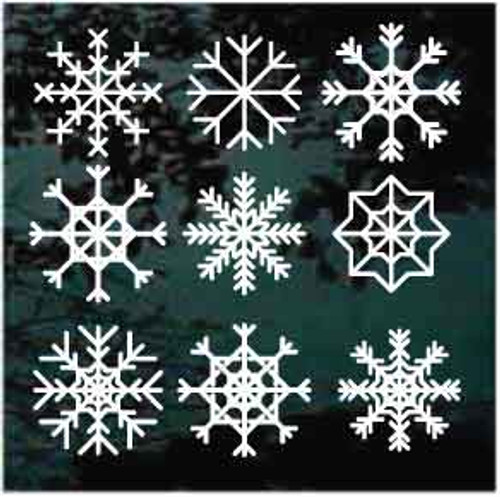 Set of 9 Snowflakes car window decals stickers