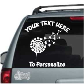 Hearts Dandelion Car Window Decals & Stickers Decal Junky
