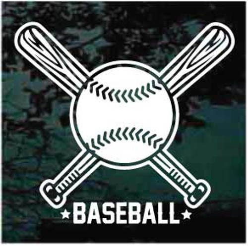 Baseball With Crossed Bats Baseball Team car window decals stickers