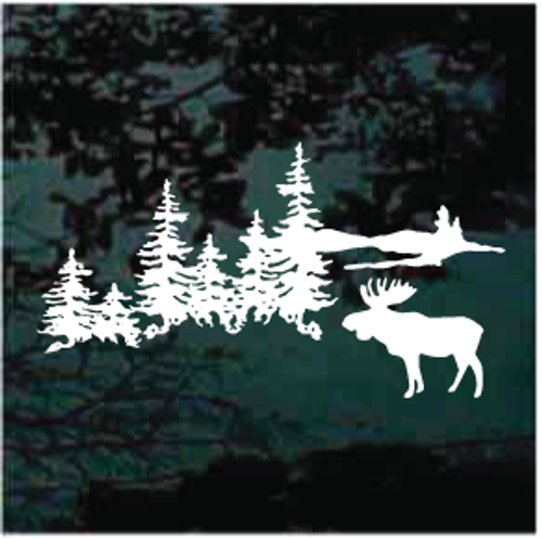 Moose Scene With Trees car window decals stickers