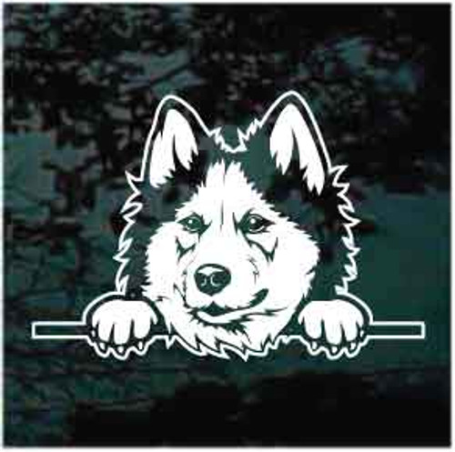 Siberian Husky Looking Out The Window car window decals stickers