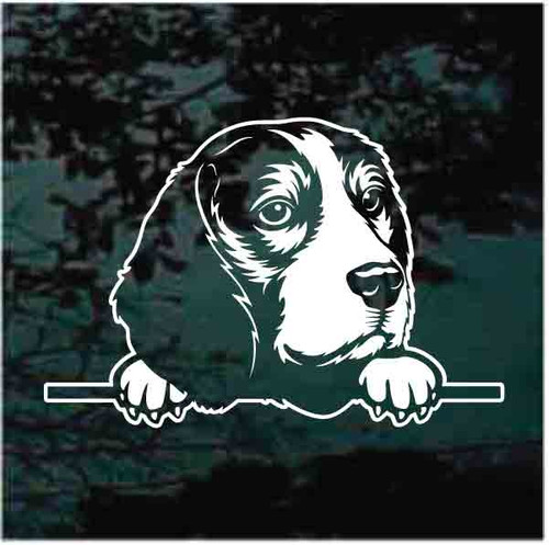 Beagle Puppy Peeking car window decals stickers