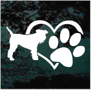 Kerry Blue Terrier Heart Paw car window decals stickers