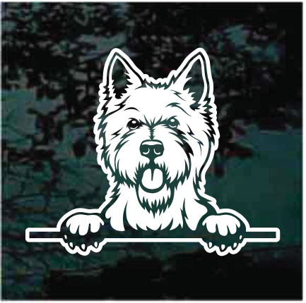 West Highland Terrier Peeking car window decals stickers
