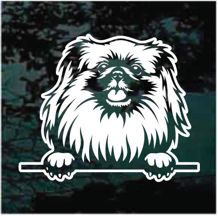 Pekingese Peeking car window decals stickers