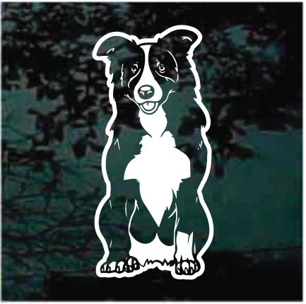 Happy Border Collie Sitting car window decals stickers