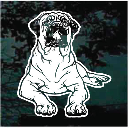 Bullmastiff Down car window decals stickers