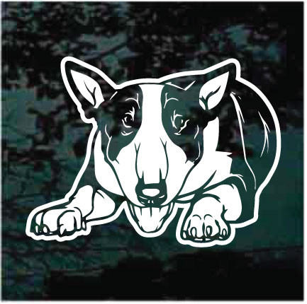 Happy Bull Terrier Down car window decals stickers