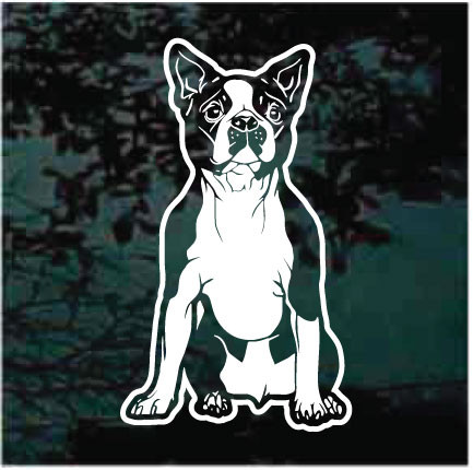 Cute Boston Terrier Sitting car window decals stickers