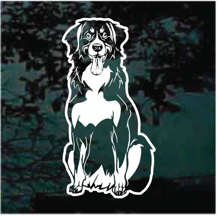 Happy Bernese Mountain Dog Sitting car window decals stickers