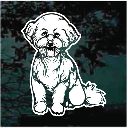 Happy Bichon Frise Sitting car window decals stickers