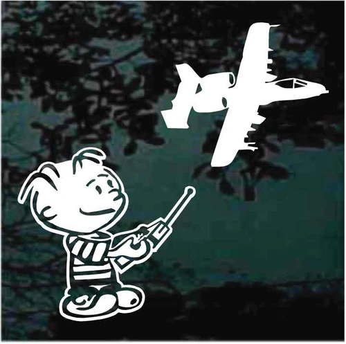 Boy Flying Remote Control A-10 Aircraft decals stickers