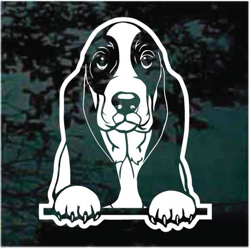 Cute Basset Hound Peeking car window decals stickers