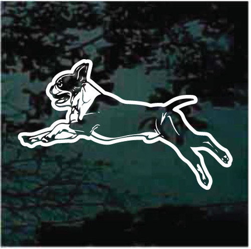 Running Boston Terrier car window decals stickers