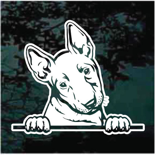 Cute Bull Terrier Peeking car window decals stickers