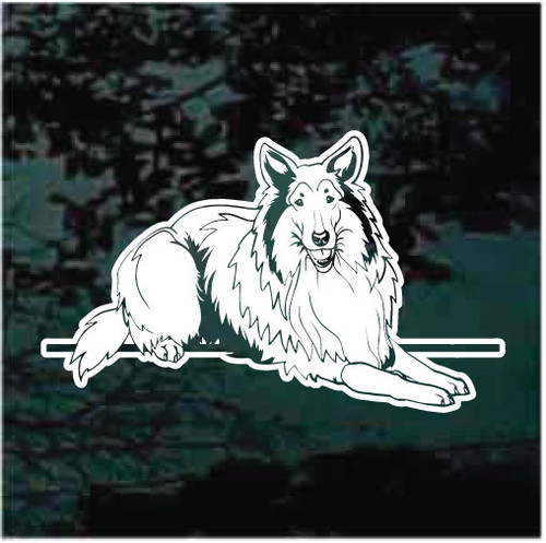 Rough Collie Down Window Decals