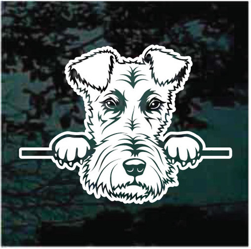 Fox Terrier Peeking car window decals stickers