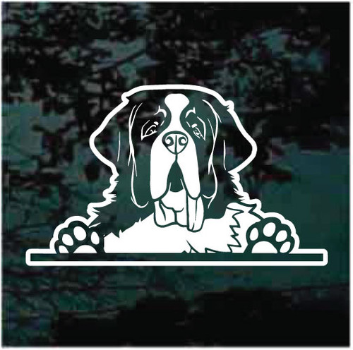 St. Bernard Peeking car window decals stickers