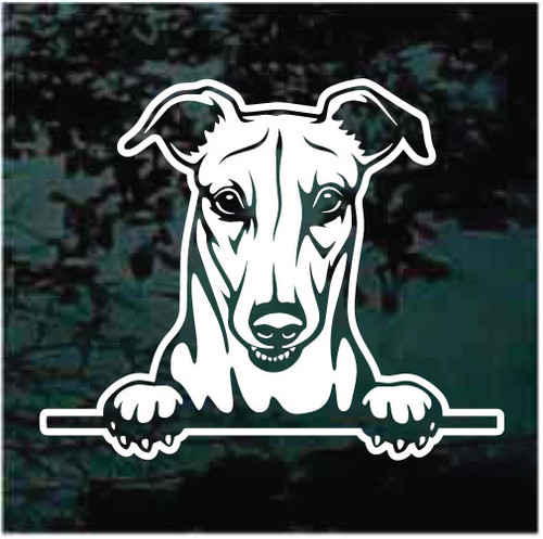 Greyhound Peeking Out The Window car window decals stickers