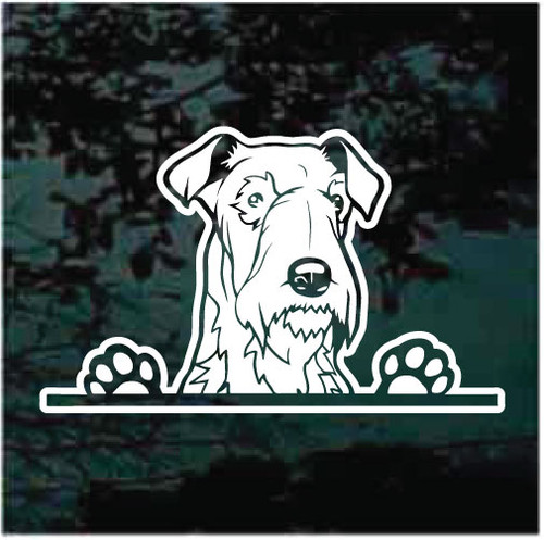 Cute Lakeland Terrier Peeking car window decals stickers
