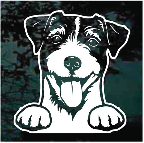 Jack Russell Looking Out The Window decals stickers