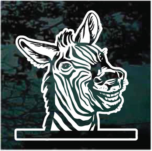 Zebra Looking Out The Window car window decals stickers
