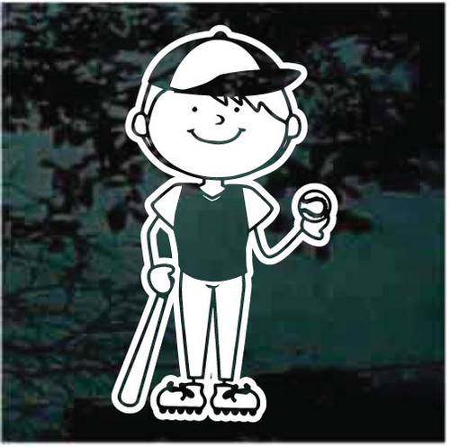 Cartoon Boy T-Ball Player car window decals stickers