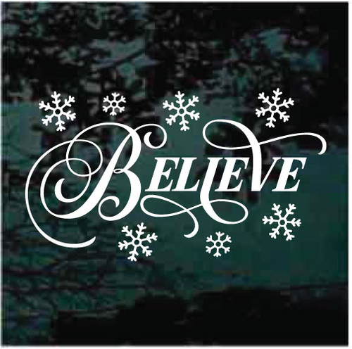 Believe Snowflakes Christmas car window decals stickers