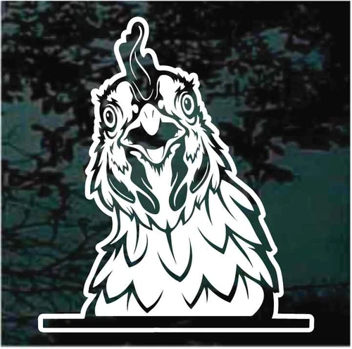 Surprised Chicken Looking Out The Window car decals stickers