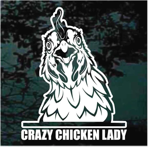 Crazy Chicken Lady Chicken Looking Out The Window car decals stickers