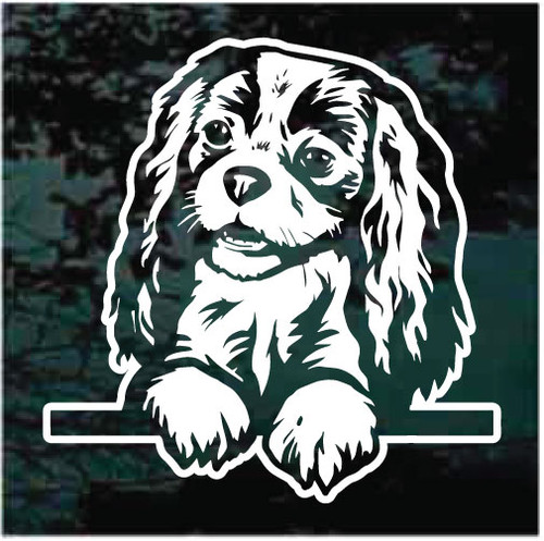 English Toy Spaniel Peeking In The Window car window decals stickers