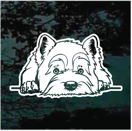 West Highland Terrier Looking Out The Window car window decals stickers