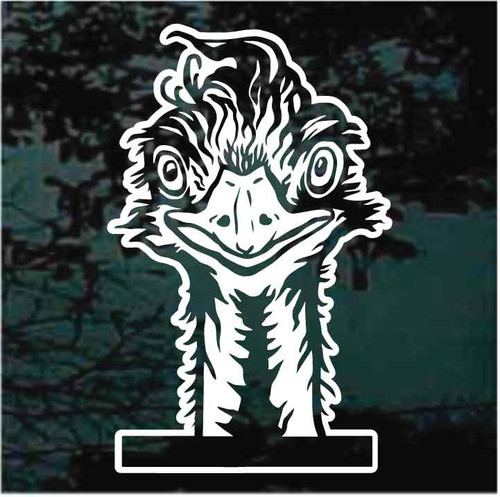Ostrich Peeking In The Window decals stickers