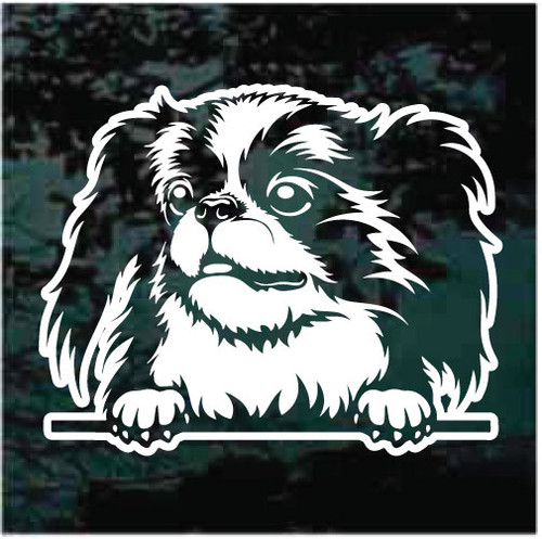 Japanese Chin Peeking In The car window decals stickers