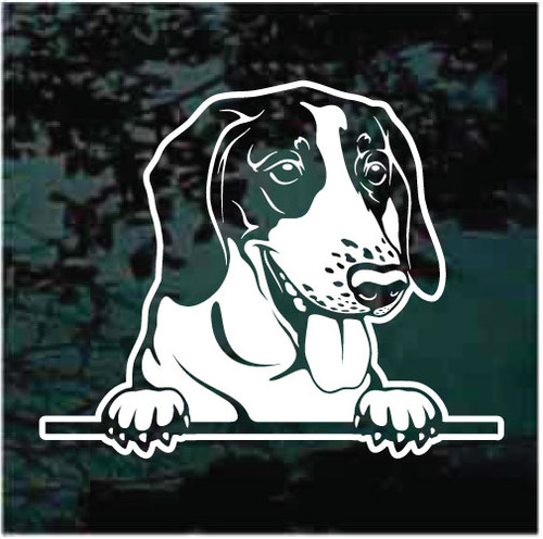American Foxhound Peeking Out The Window decals stickers