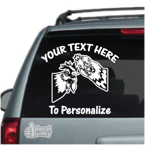 Chicken Window Sticker Chicken & Rooster Peeking In The Window Decals Stickers