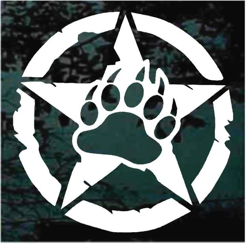Distressed Military Bear Paw Star decals stickers