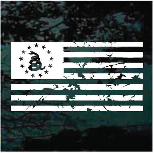 Don't Tread On Me American Distressed Flag car window decals stickers