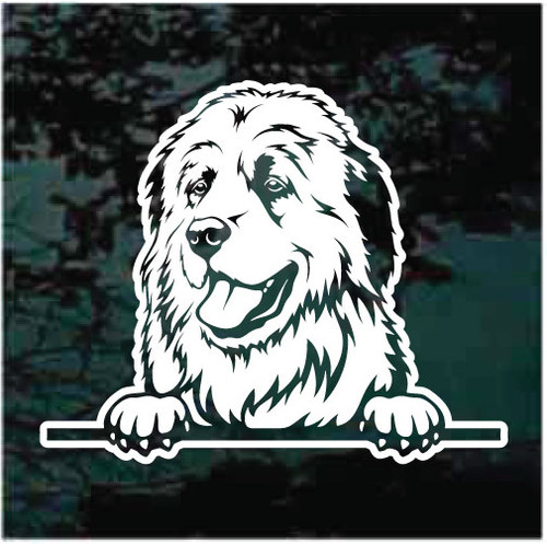 Great Pyrenees Peeking Out The Window car window decals stickers