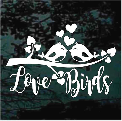 Love Birds Kissing On A Branch decals stickers