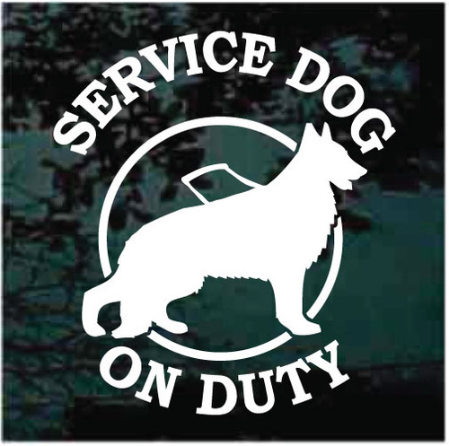 German Shepherd Service Dog On Duty car window decals stickers