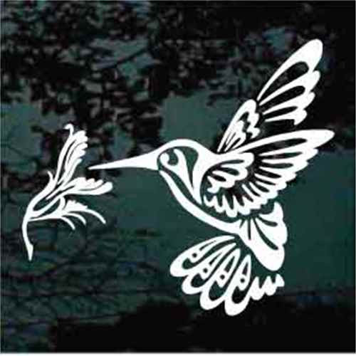 Decorative Hummingbird With Flower car window decals stickers