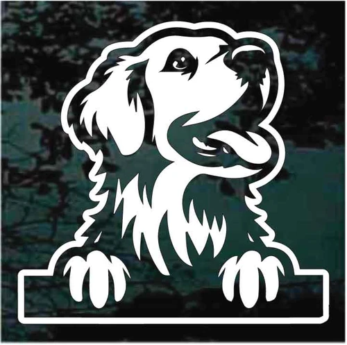 Golden Retriever Puppy Looking Out The Window car decals stickers