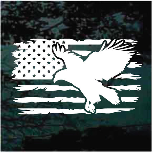 Distressed Eagle American Flag car window decals stickers