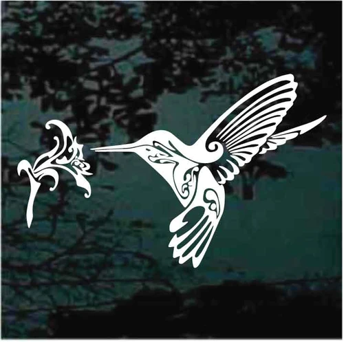 Ornamental Hummingbird With Flower decals stickers